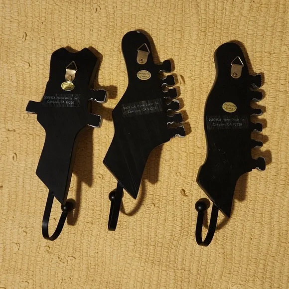 Guitar Headstock Wall Hooks Set Of 3 - Picture 7 of 15